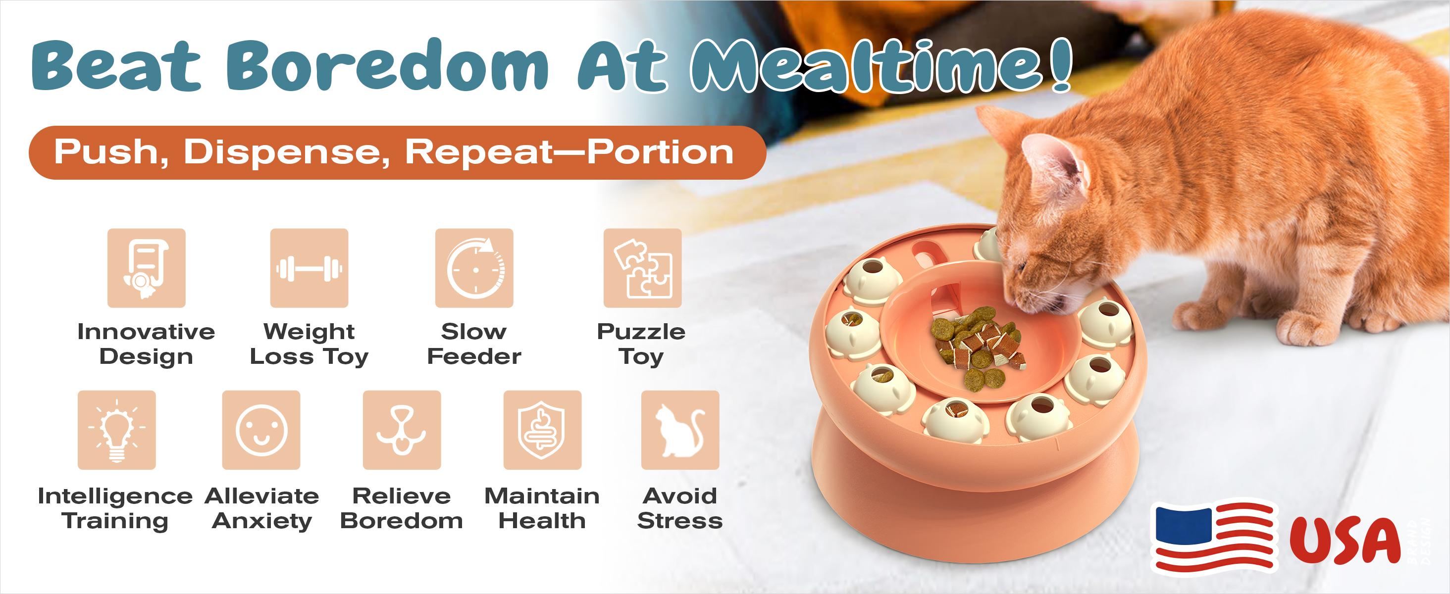 KADTC U.S. Brand & Design - Cat Puzzle Feeder for Indoor Cats Treat Puzzles,Food Slow Bowl,Kitten Enrichment Toys Kitty Mental Stimulation Brain-Teasing Pink Toy