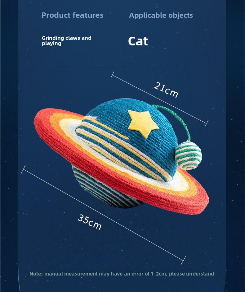 Planet Cat Scratcher - Natural Sisal Rope &middot; Play & Scratch in One &middot; Reinforced Ring| 13.8" Diameter with Hanging Ball