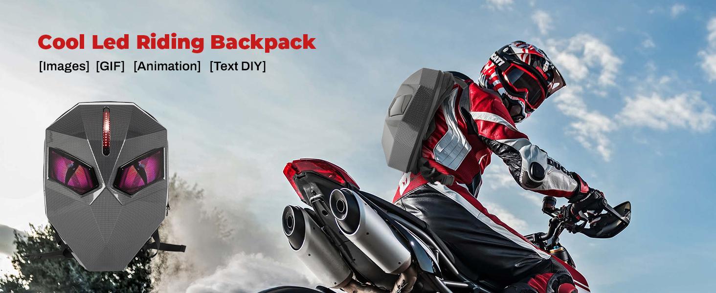 Motorcycle Backpack for Men, LED Backpack With DIY Programmable Full Color Screen, Hard Shell Large Capacity Waterproof Helmet Bag Laptop Backpack Motorcycle Backpack for Men, LED Backpack With DIY Programmable Full Color Screen, Hard Shell Large Capacity Waterproof Helmet Bag Laptop Backpack