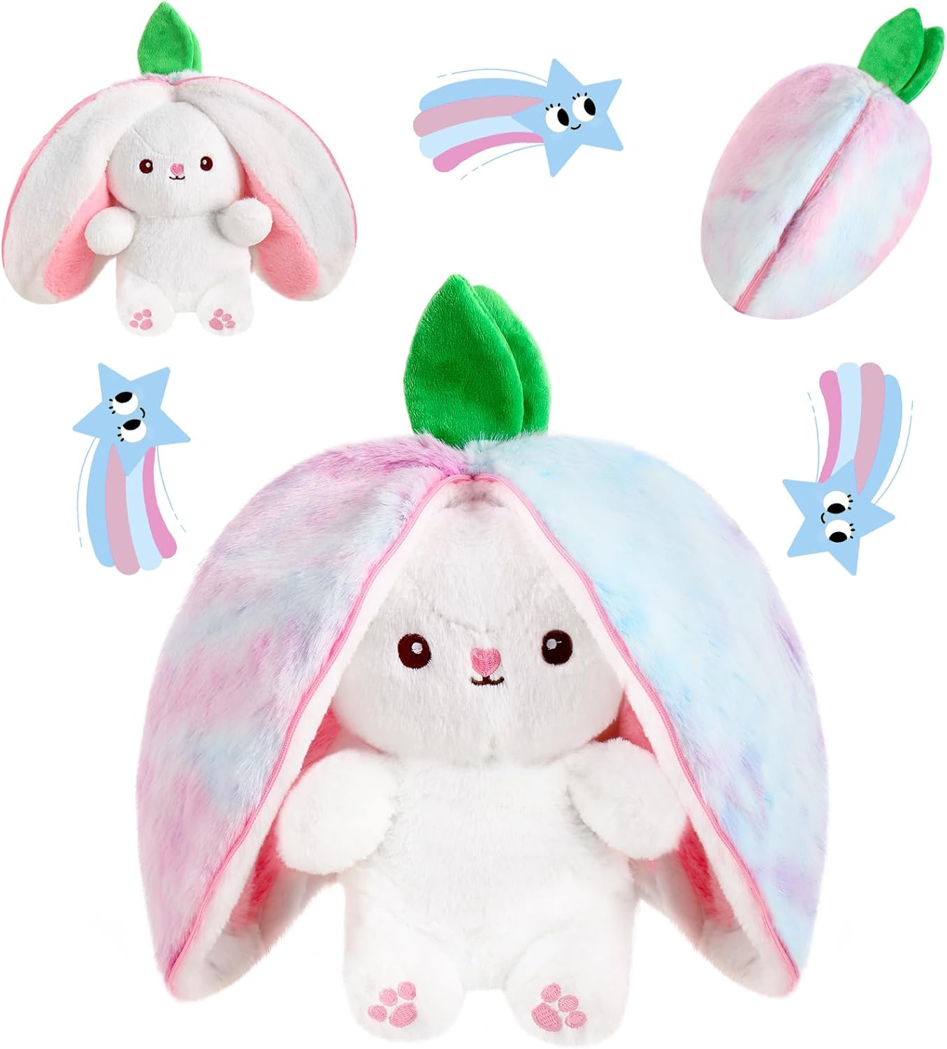 Hide-and-Seek Bunny | Reversible Fruit & Rabbit Plushie 🍓🐰