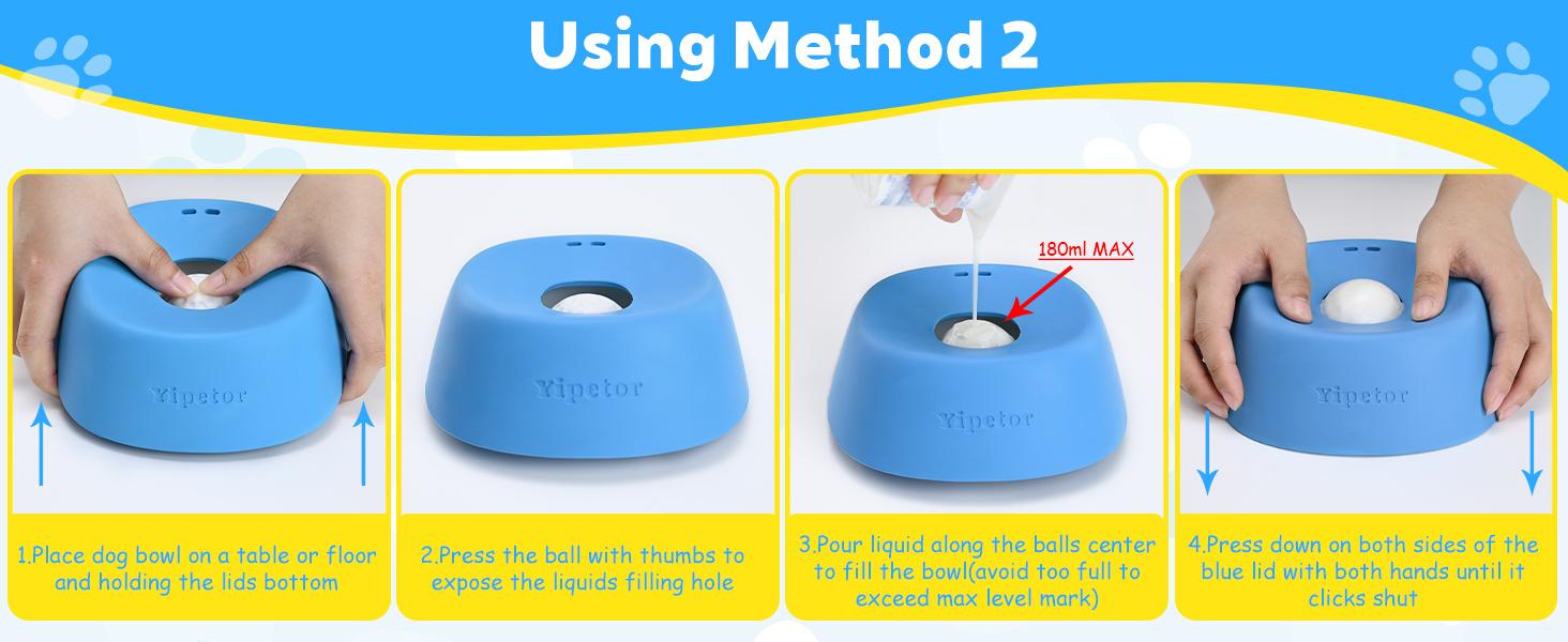 Yipetor Slow Feeder Dog Bowls for Liquid Treat, [Built-in Rolling Ball] No Spill Bone Broth Dog Licking Bowl, Multi-Purpose Puppy Yogurt Feeder Bowl for All Breeds Dietary Supplement/Post-op Nutrition Feeding.valentines gift for pets