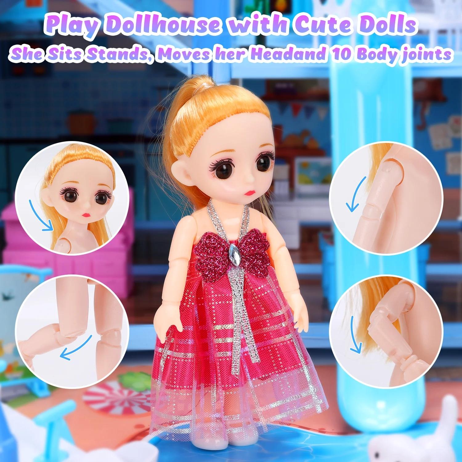 16 Rooms Huge Dollhouse, 10" x 6" x 11" Doll House , Pretend Play Toy House For Girls, House Playset, Party Doll House 16 Rooms Huge Dollhouse, 10" x 6" x 11" Doll House , Pretend Play Toy House For Girls, House Playset, Party Doll House