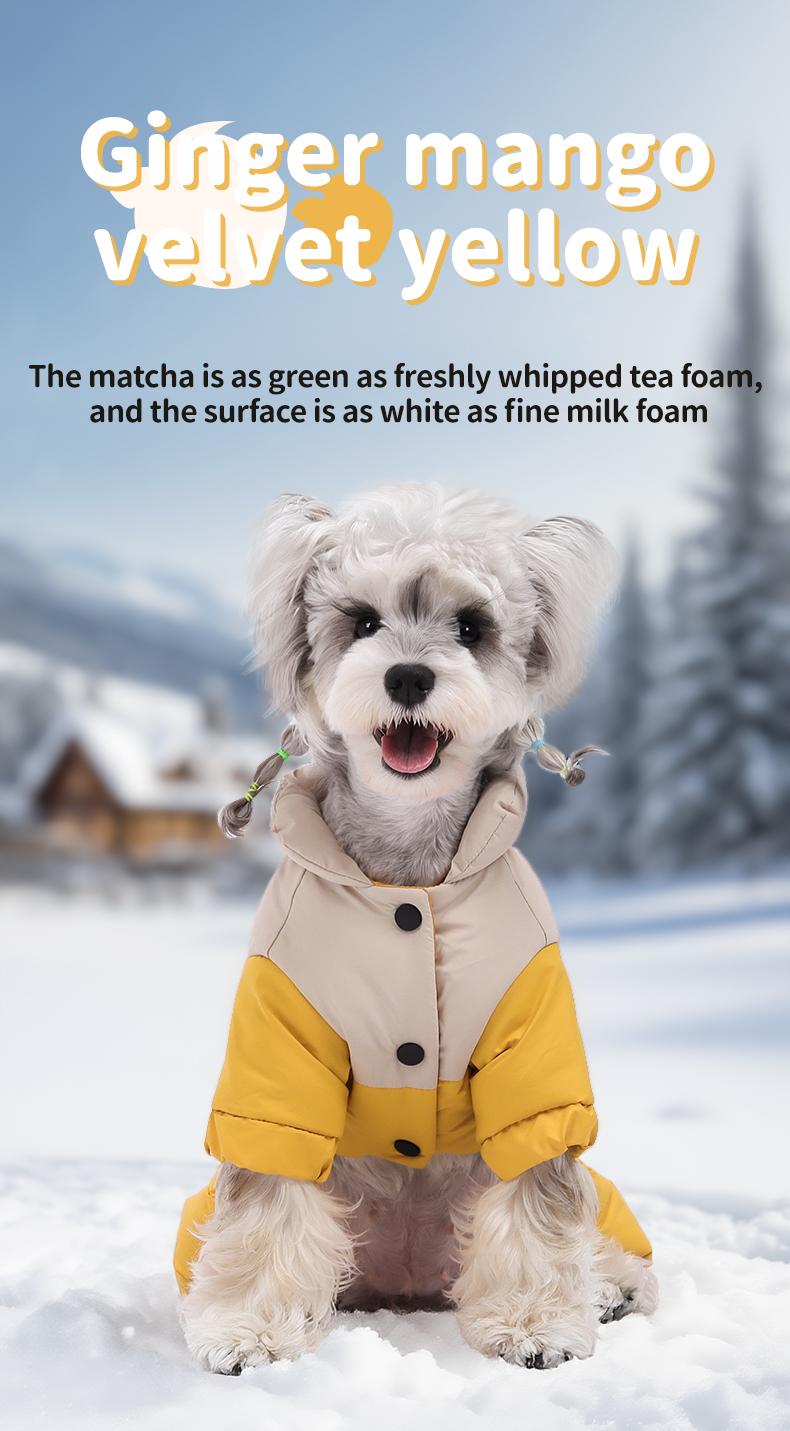 Winter Dog Warm Clothes Outdoor Puppy Teddy Bichon Schnauzer Poodle Four-Legged Coat, Waterproof Windproof Pet Cotton Jacket for Cold Weather