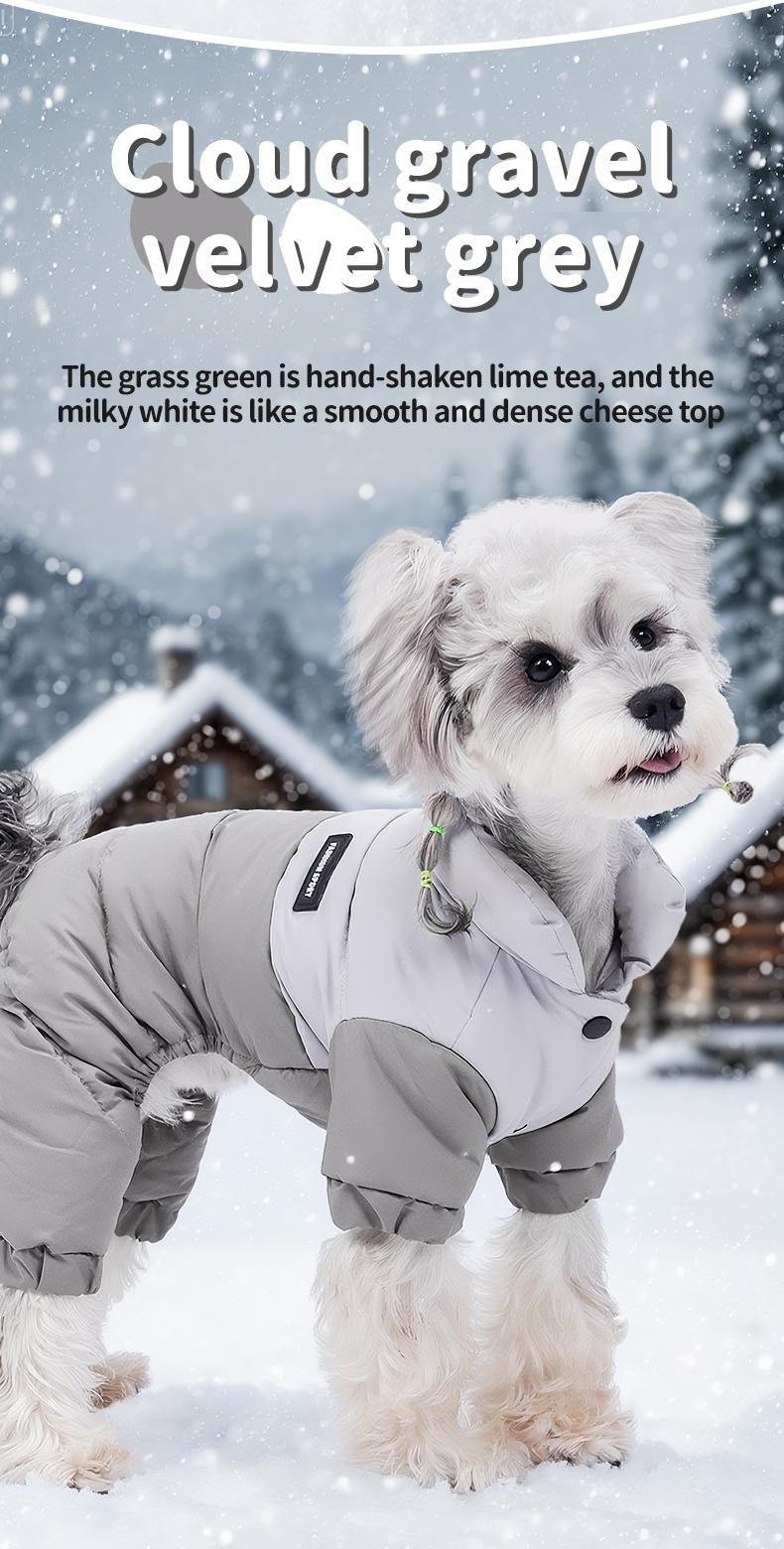 Winter Dog Warm Clothes Outdoor Puppy Teddy Bichon Schnauzer Poodle Four-Legged Coat, Waterproof Windproof Pet Cotton Jacket for Cold Weather