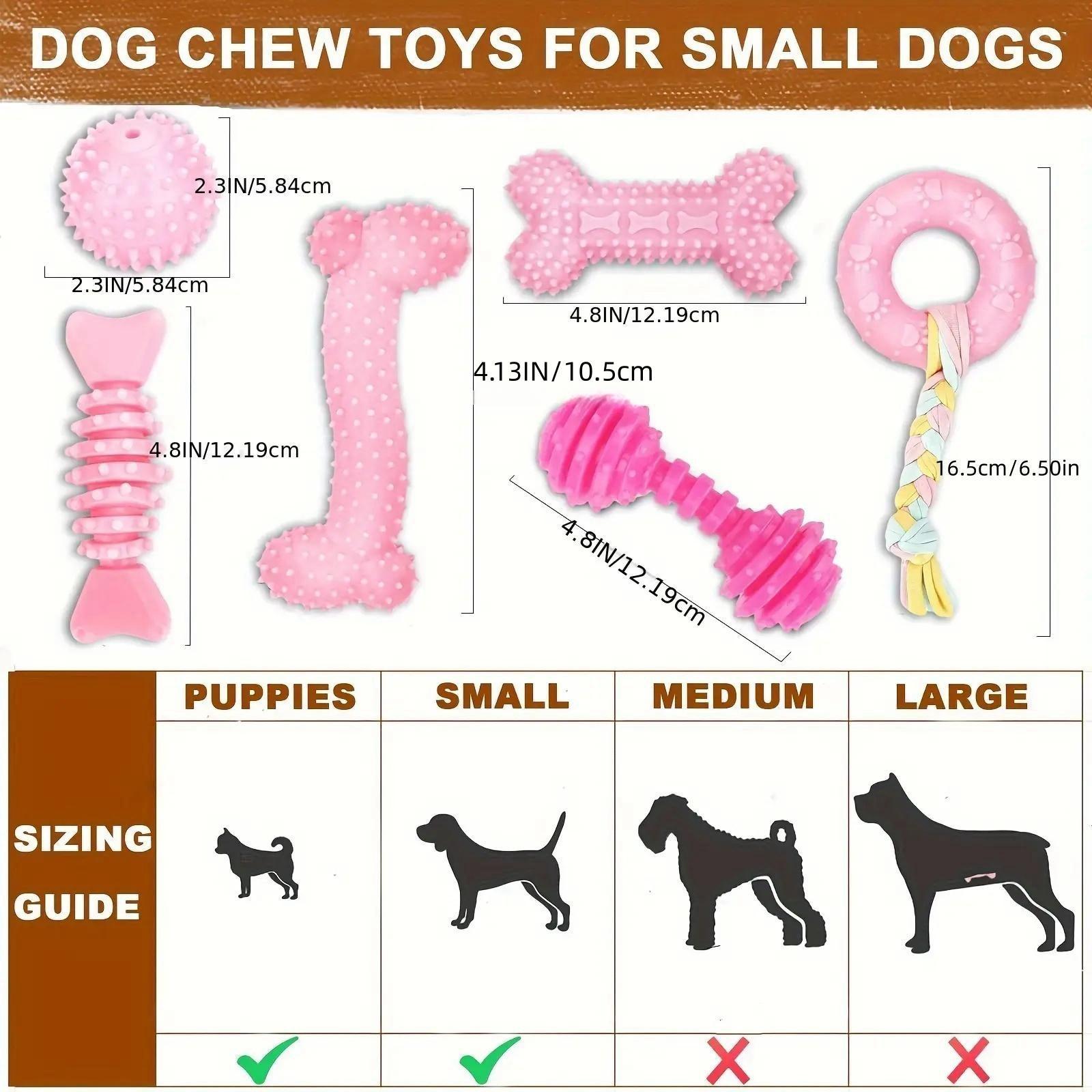 Durable Pet Chew Toy Set, 6&nbsp;Counts/set Mixed Style Dog Teeth Cleaning Toy, Interactive Dog Teeth Grinding Toy, Pet Products, Valentine's Day Gift