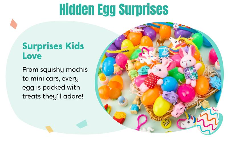36pcs/48pcs/60pcs/80pcs/100pcs/120pcs/144pcs/160pcs/200pcs Prefilled Easter Eggs Toys and Stickers for Easter Egg Hunt, Filled with Toys Party Favors for Kids Boys Girls Easter Eggs Hunt, Basket Stuffers Fillers, Classroom Prize Supplies Kids Outdoor Play