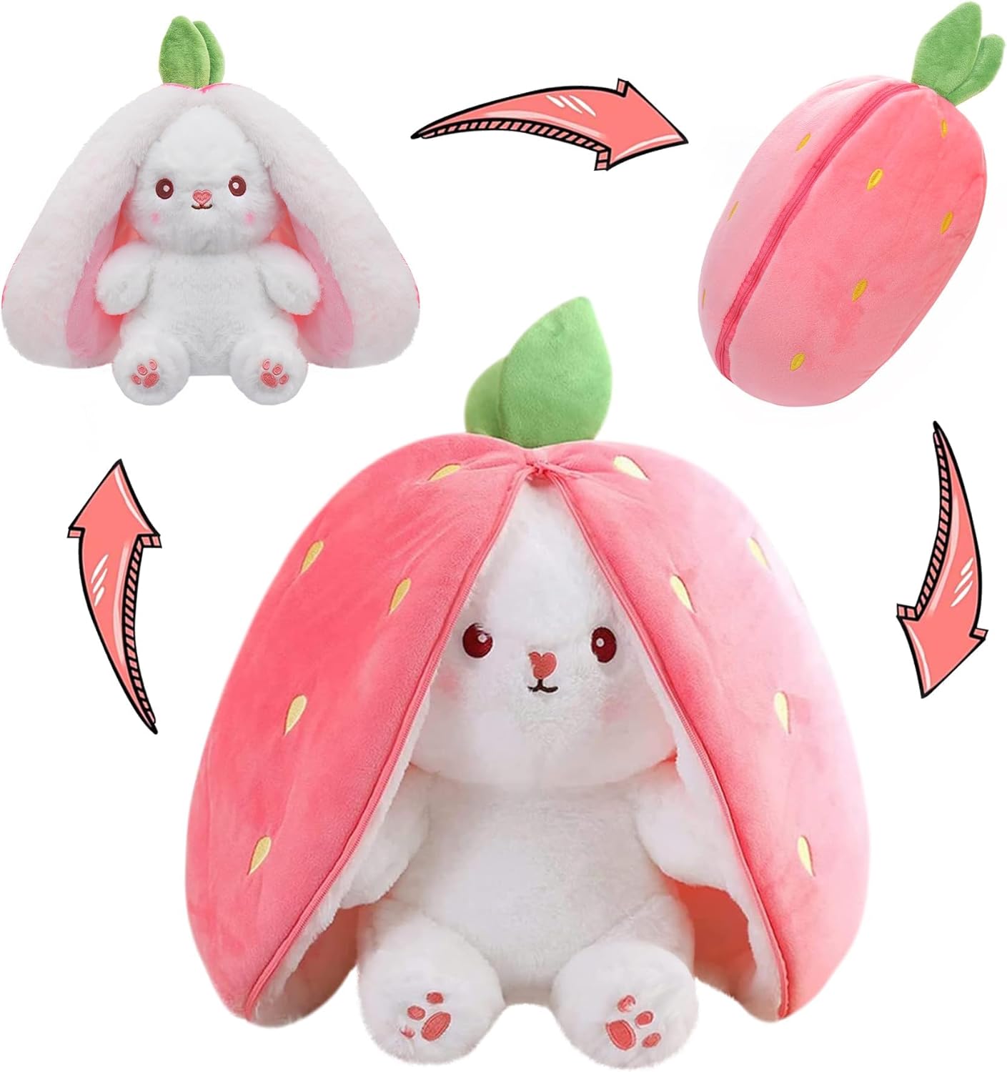 Hide-and-Seek Bunny | Reversible Fruit & Rabbit Plushie 🍓🐰