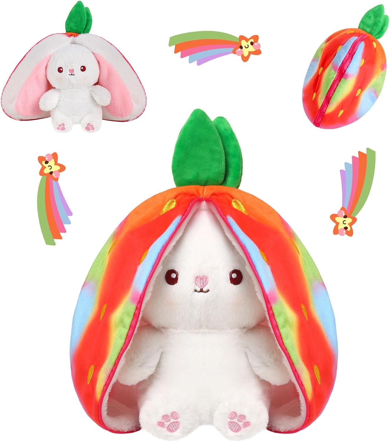Hide-and-Seek Bunny | Reversible Fruit & Rabbit Plushie 🍓🐰