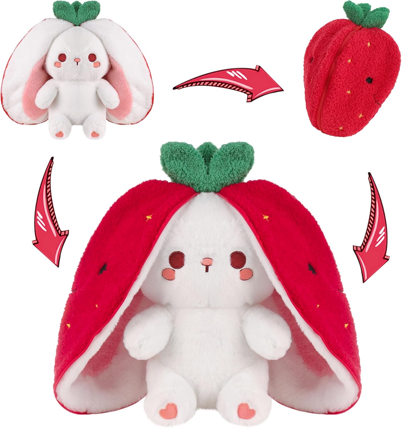 Hide-and-Seek Bunny | Reversible Fruit & Rabbit Plushie 🍓🐰