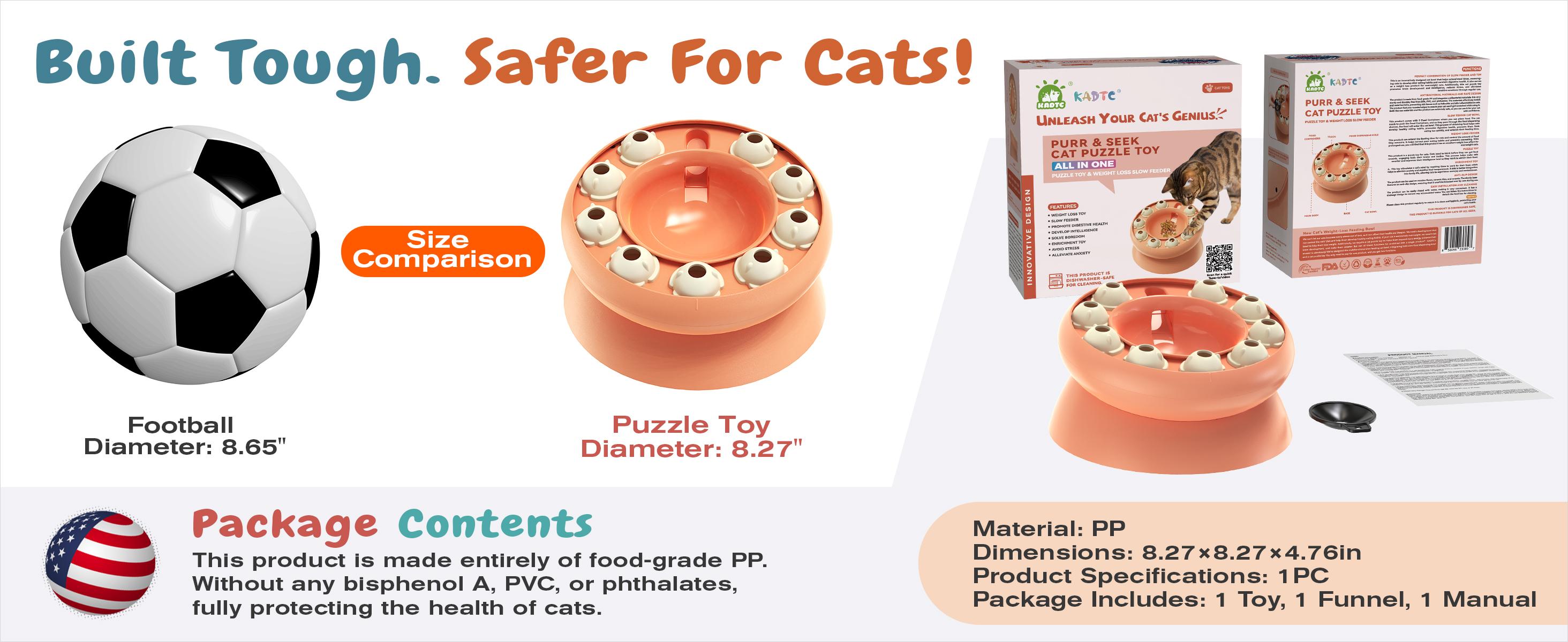 KADTC U.S. Brand & Design - Cat Puzzle Feeder for Indoor Cats Treat Puzzles,Food Slow Bowl,Kitten Enrichment Toys Kitty Mental Stimulation Brain-Teasing Pink Toy