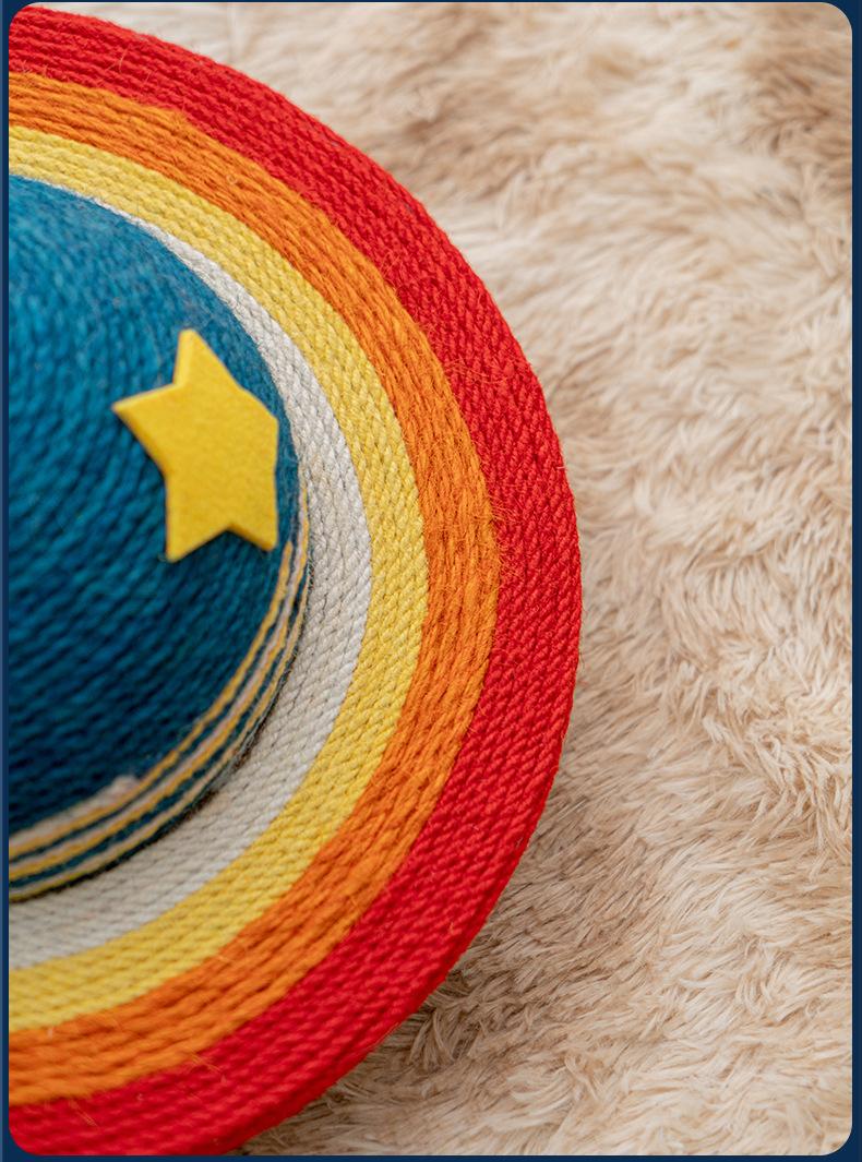 Planet Cat Scratcher - Natural Sisal Rope &middot; Play & Scratch in One &middot; Reinforced Ring| 13.8" Diameter with Hanging Ball