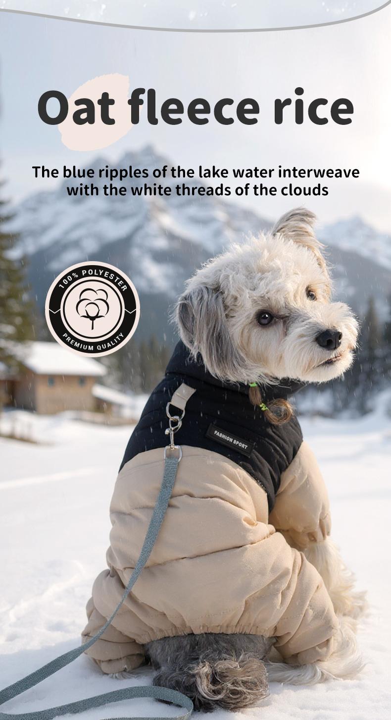 Winter Dog Warm Clothes Outdoor Puppy Teddy Bichon Schnauzer Poodle Four-Legged Coat, Waterproof Windproof Pet Cotton Jacket for Cold Weather