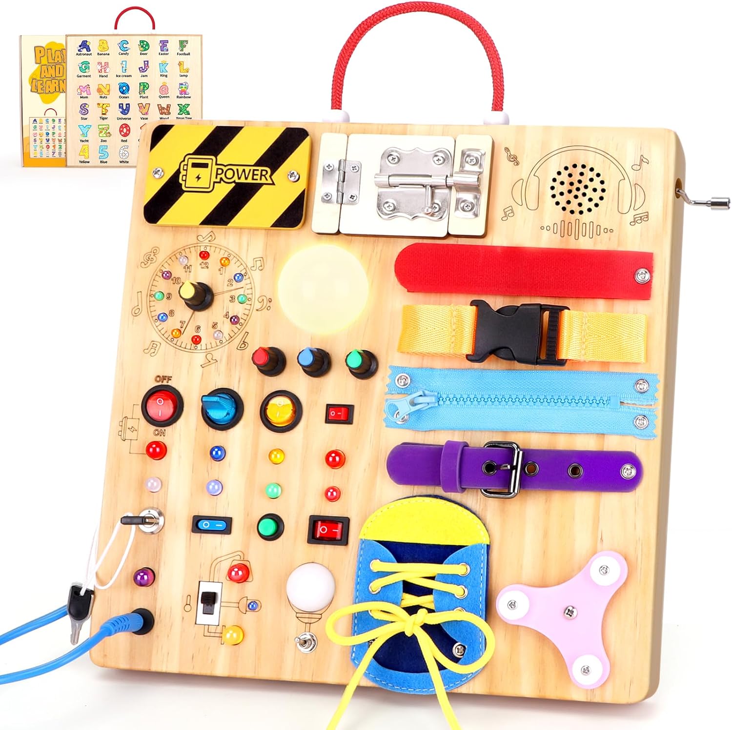Montessori LED Busy Board | Wooden Sensory Switch Toy 💡