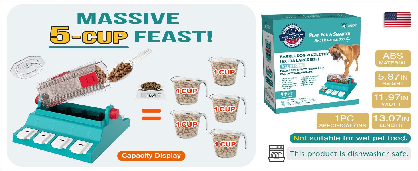 KADTC 2 Levels of Challenge,Extra Large Size,Paw-Activated Rolling Dog Puzzle Feeder Toy,U.S. Brand & Design,Treat Puzzles For Aggressive Chewers Dogs Mental Stimulation Food Slow Dispenser Toy KADTC 2 Levels of Challenge,Extra Large Size,Paw-Activated Rolling Dog Puzzle Feeder Toy,U.S. Brand & Design,Treat Puzzles For Aggressive Chewers Dogs Mental Stimulation Food Slow Dispenser Toy