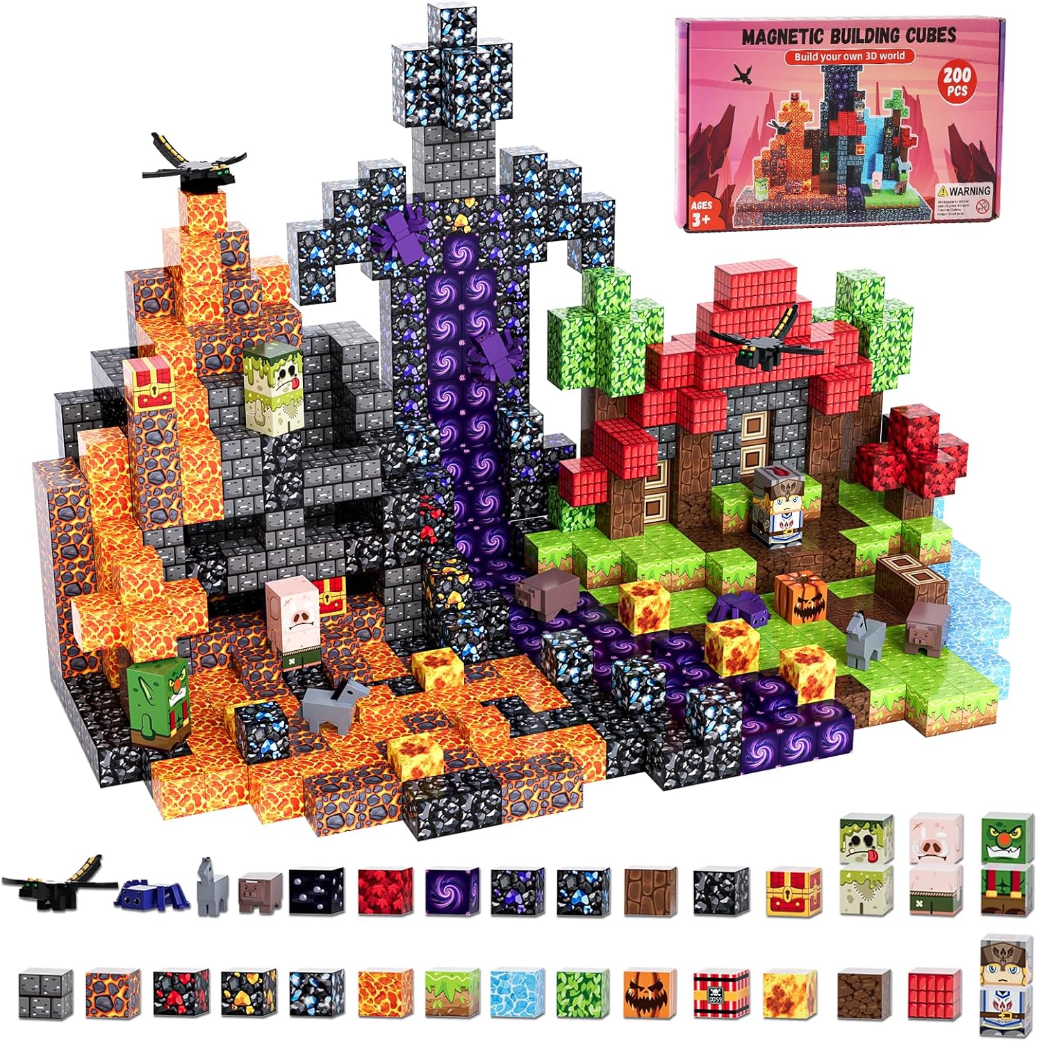 🏗️ Minecraft‑Style Pixel World | 3D Magnetic Blocks Building Set