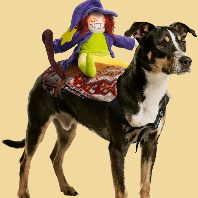 Fuzz Wolf Howling Witch Dog Halloween Costume with Spooky Sound