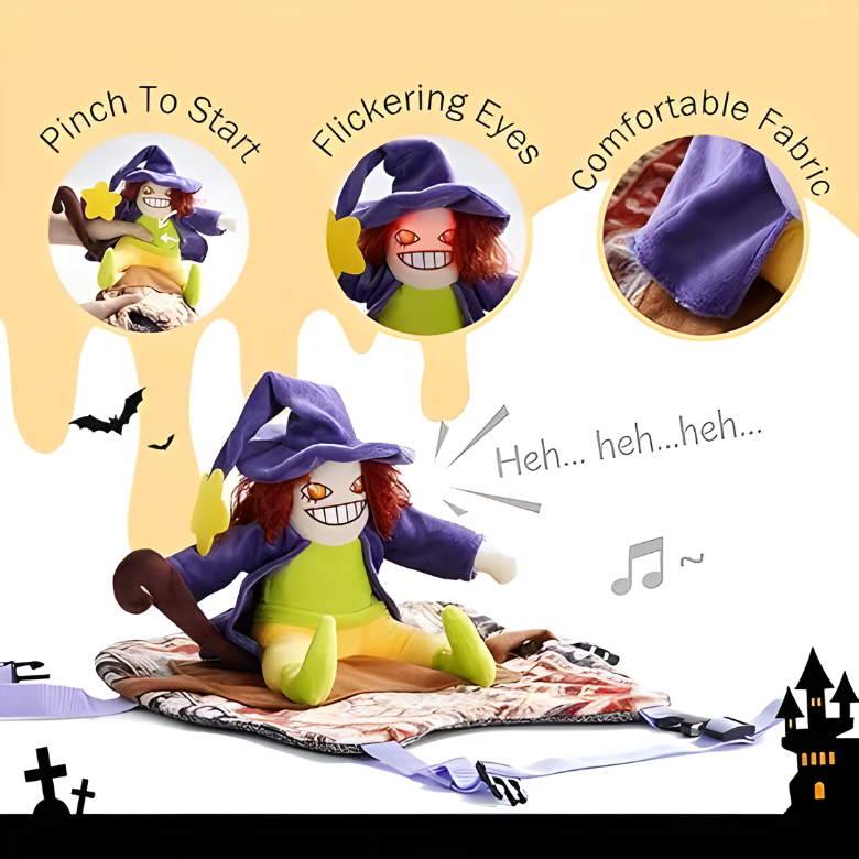 Fuzz Wolf Howling Witch Dog Halloween Costume with Spooky Sound