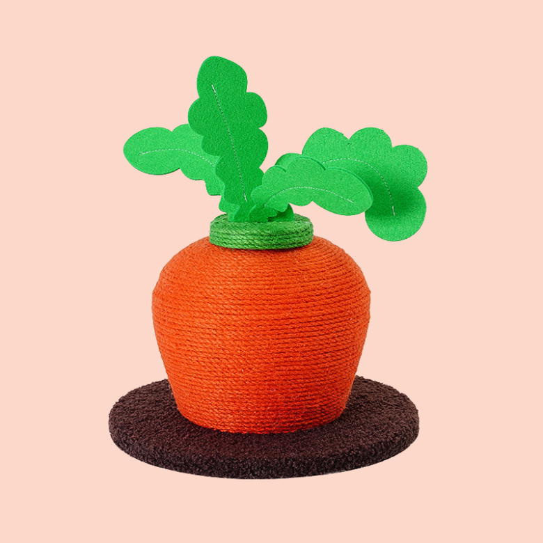 Vertical Carrot Cat Climbing Frame with Hemp Mat and Scratch Sharpening Post