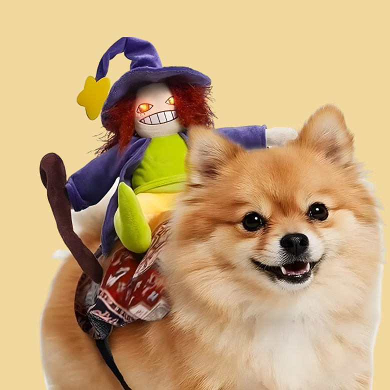 Fuzz Wolf Howling Witch Dog Halloween Costume with Spooky Sound