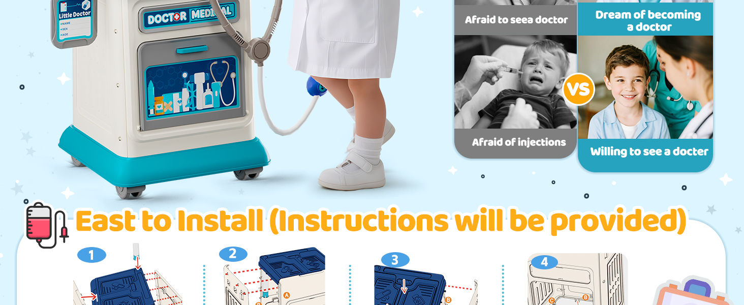 Toidgy Doctor Kit for Toddlers, Pretend Medical Station Set
