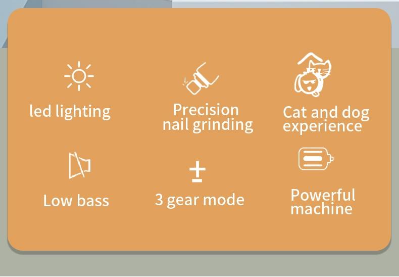 Electric pet nail grinder, USB charging, with LED light, vacuum nail trimmer, suitable for cats and dogs, pet home safety beauty tools