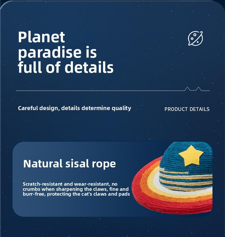 Planet Cat Scratcher - Natural Sisal Rope &middot; Play & Scratch in One &middot; Reinforced Ring| 13.8" Diameter with Hanging Ball