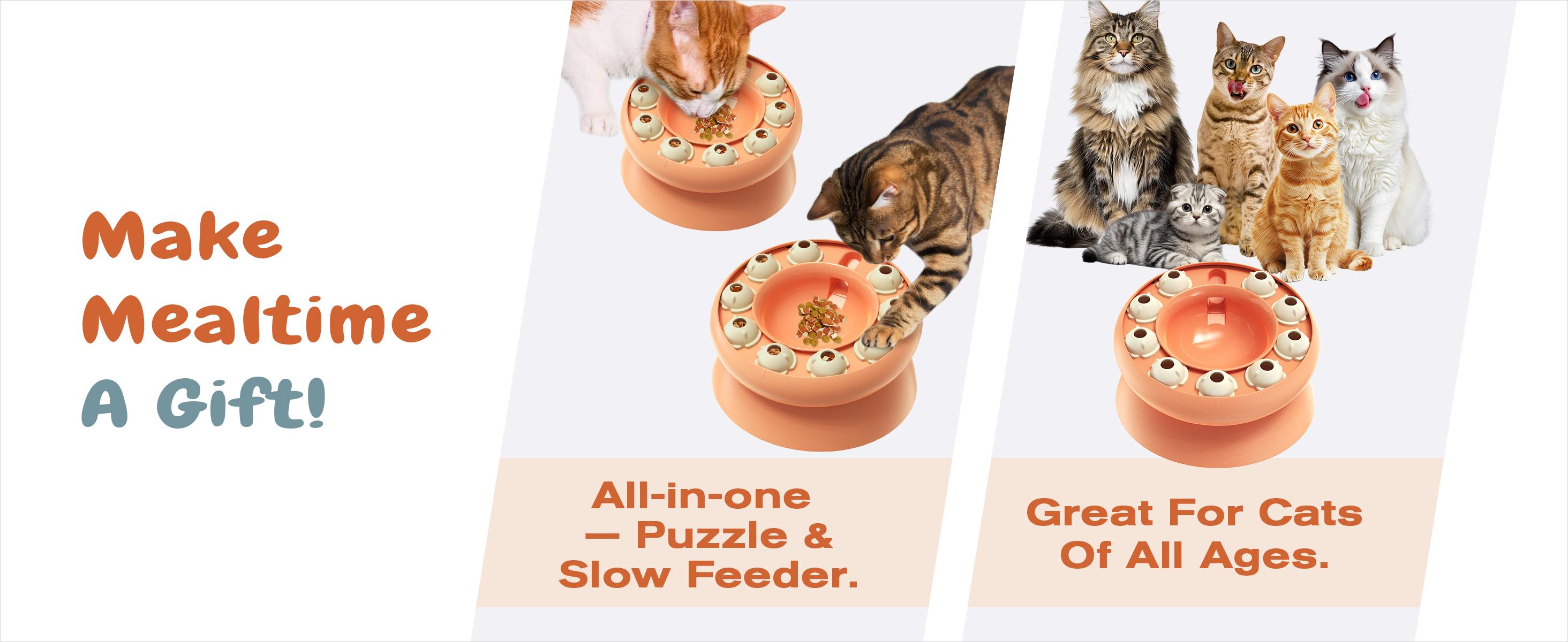 KADTC U.S. Brand & Design - Cat Puzzle Feeder for Indoor Cats Treat Puzzles,Food Slow Bowl,Kitten Enrichment Toys Kitty Mental Stimulation Brain-Teasing Pink Toy