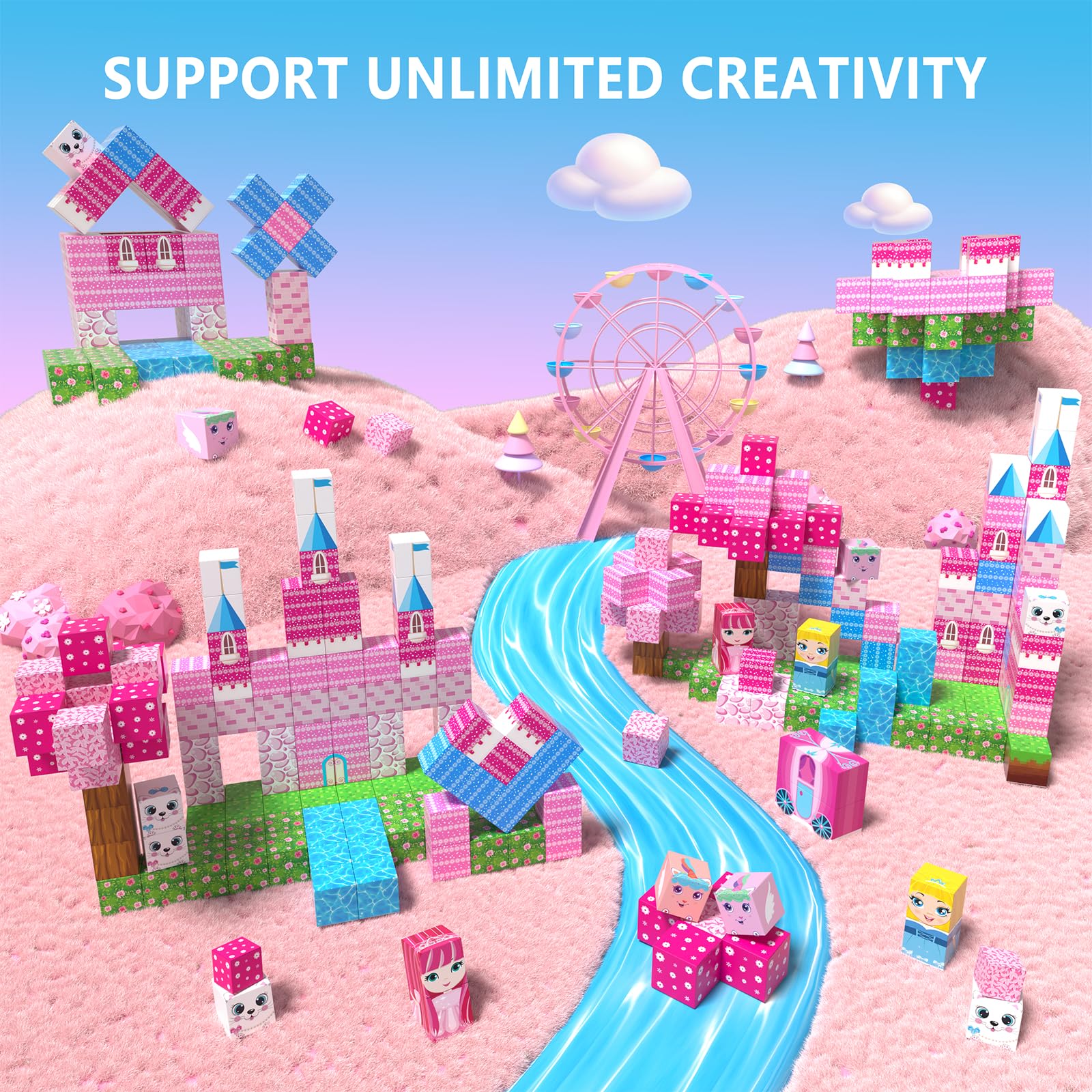 🏗️ Minecraft‑Style Pixel World | 3D Magnetic Blocks Building Set