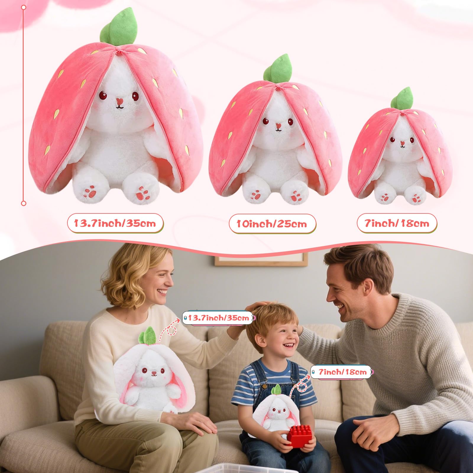 Hide-and-Seek Bunny | Reversible Fruit & Rabbit Plushie 🍓🐰