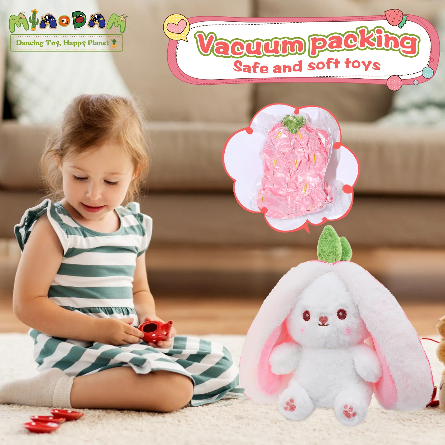 Hide-and-Seek Bunny | Reversible Fruit & Rabbit Plushie 🍓🐰