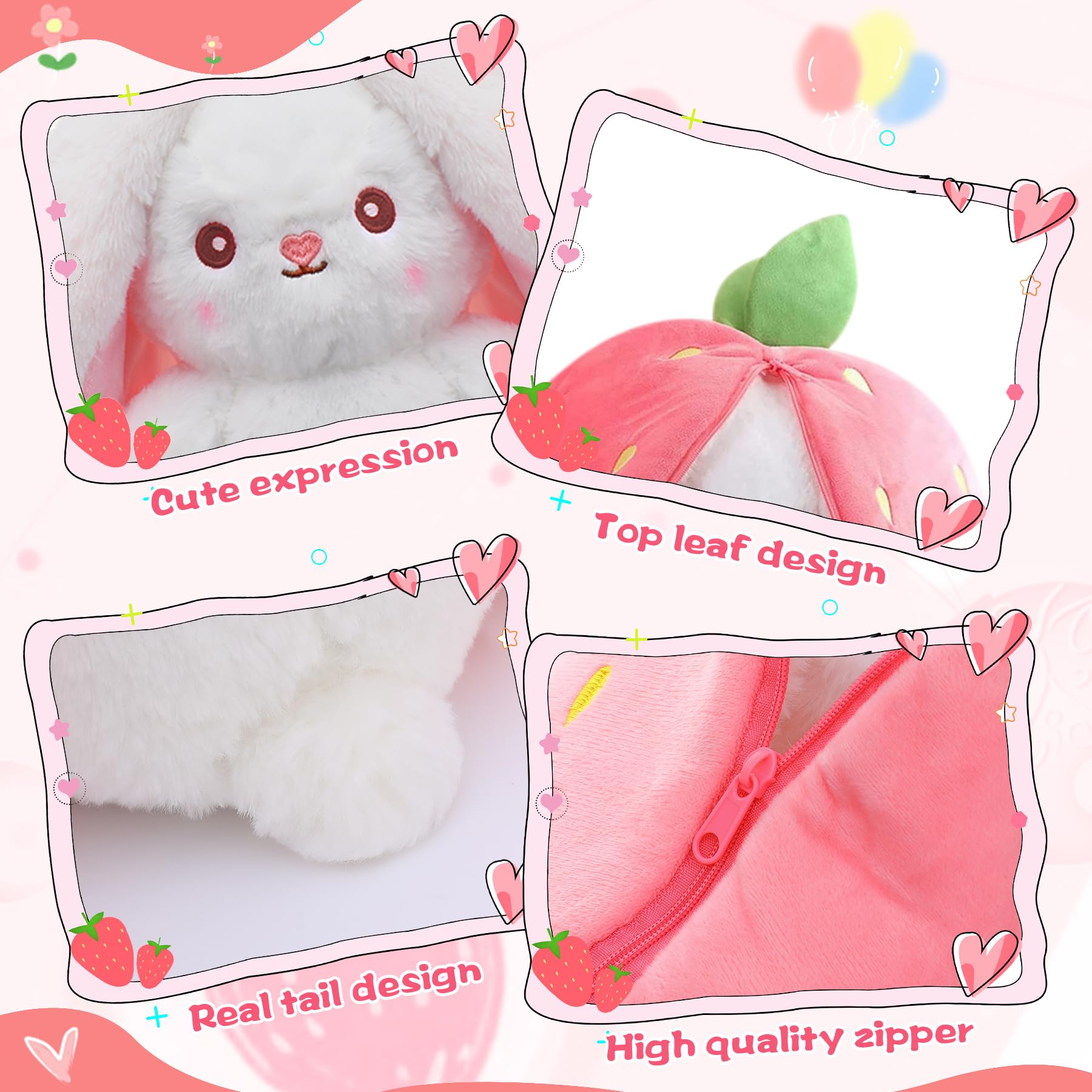 Hide-and-Seek Bunny | Reversible Fruit & Rabbit Plushie 🍓🐰