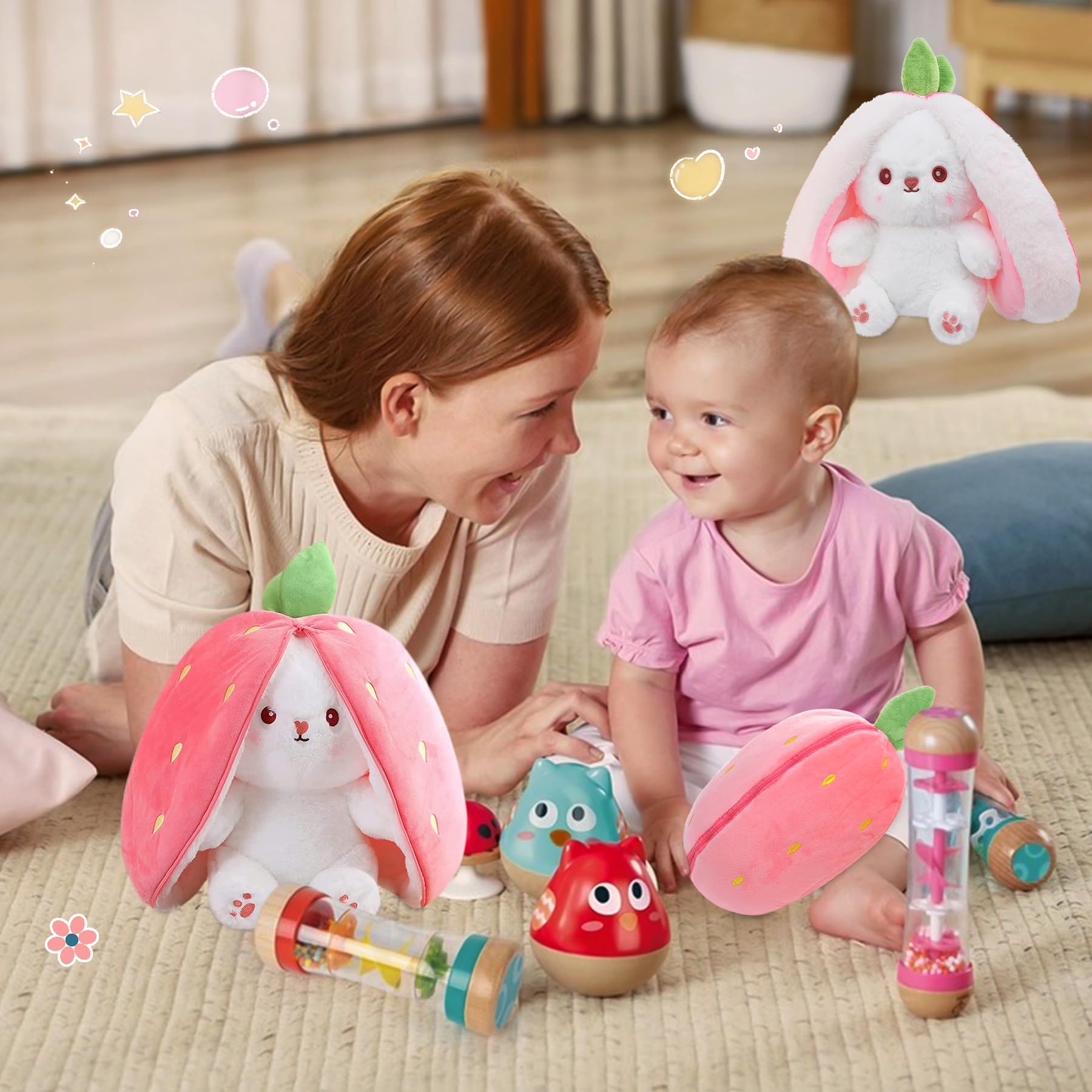 Hide-and-Seek Bunny | Reversible Fruit & Rabbit Plushie 🍓🐰