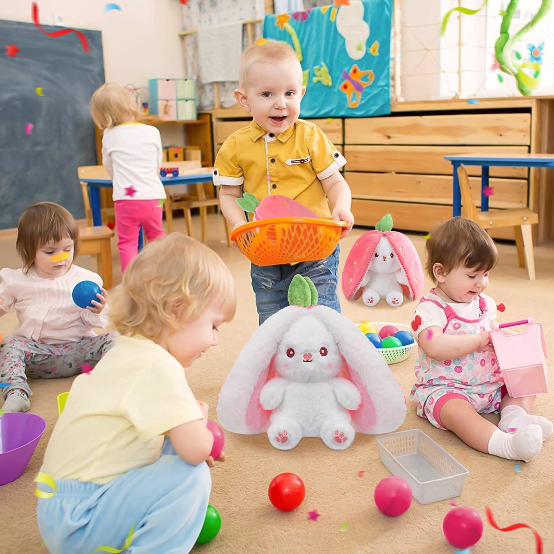 Hide-and-Seek Bunny | Reversible Fruit & Rabbit Plushie 🍓🐰