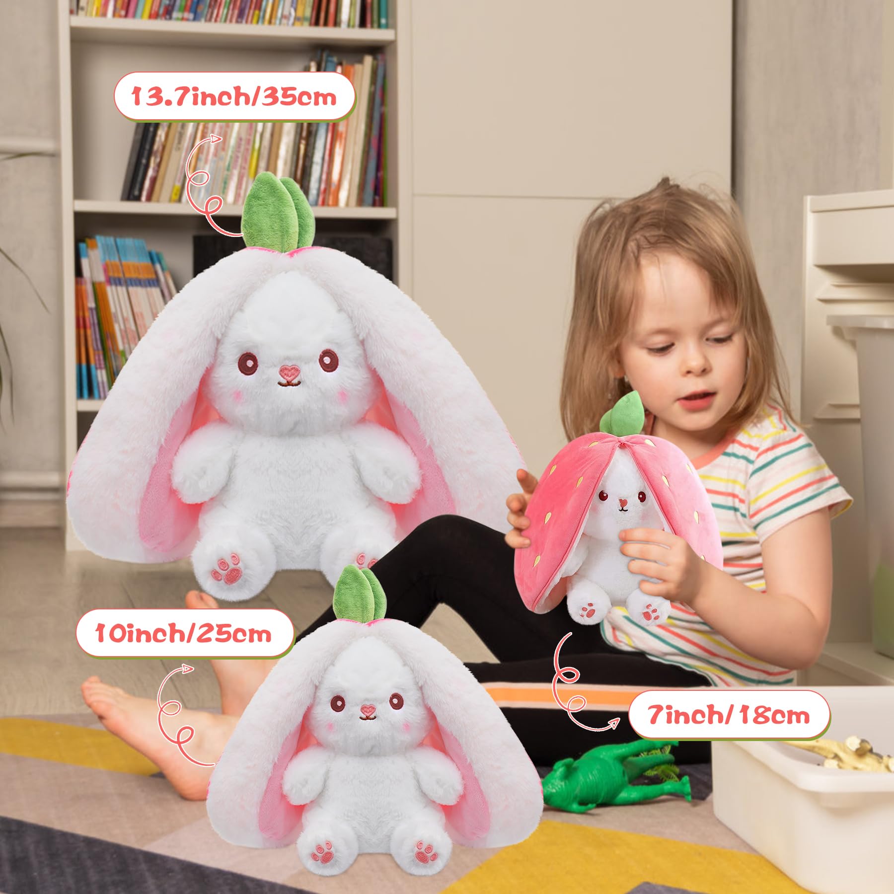 Hide-and-Seek Bunny | Reversible Fruit & Rabbit Plushie 🍓🐰