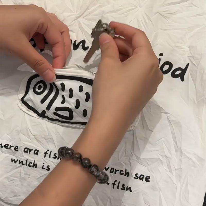 Pocket Fish Foldable Reusable Shopping Bag, Compact Pendant Tote, Lightweight Nylon Grocery Bag