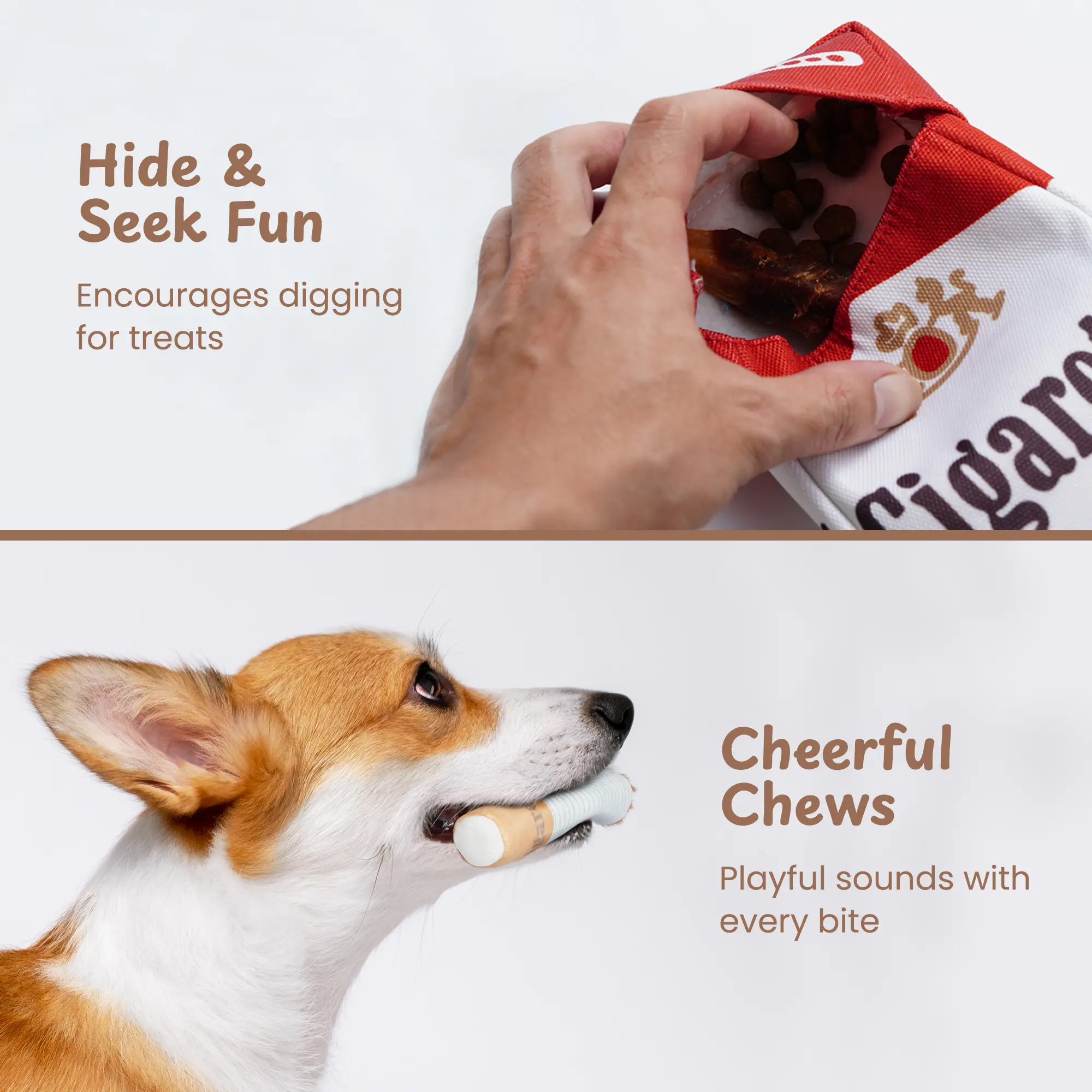 3 Packs Squeaky Puff Stick Toys with a Box, Puppy Toys for Small to Medium Breed Interactive Cigarette