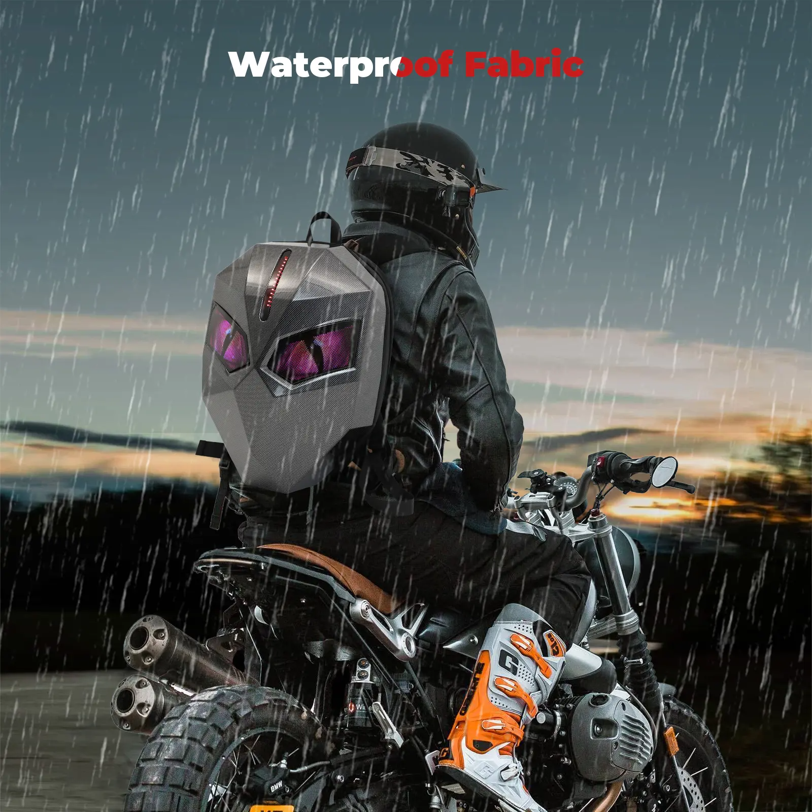 LED Backpack With DIY Programmable Full Color Screen Motorcycle Backpack for Men