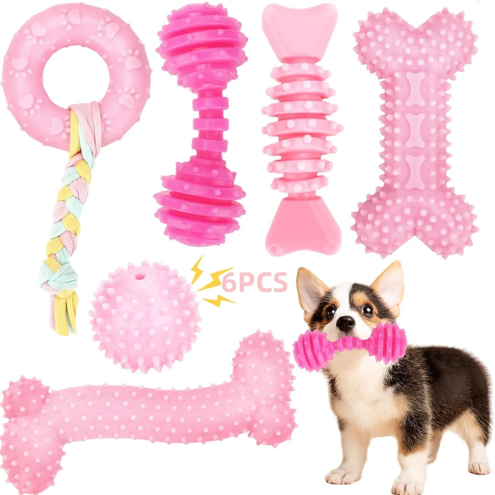 Durable Pet Chew Toy Set, 6 Counts/set Mixed Style Dog Teeth Cleaning Toy