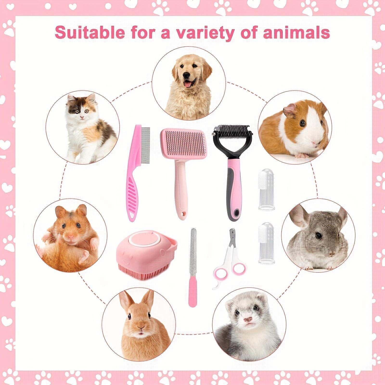 Summer Pet Grooming Tool Set (8 Counts), Hair Grooming and Oral Hygiene Tools