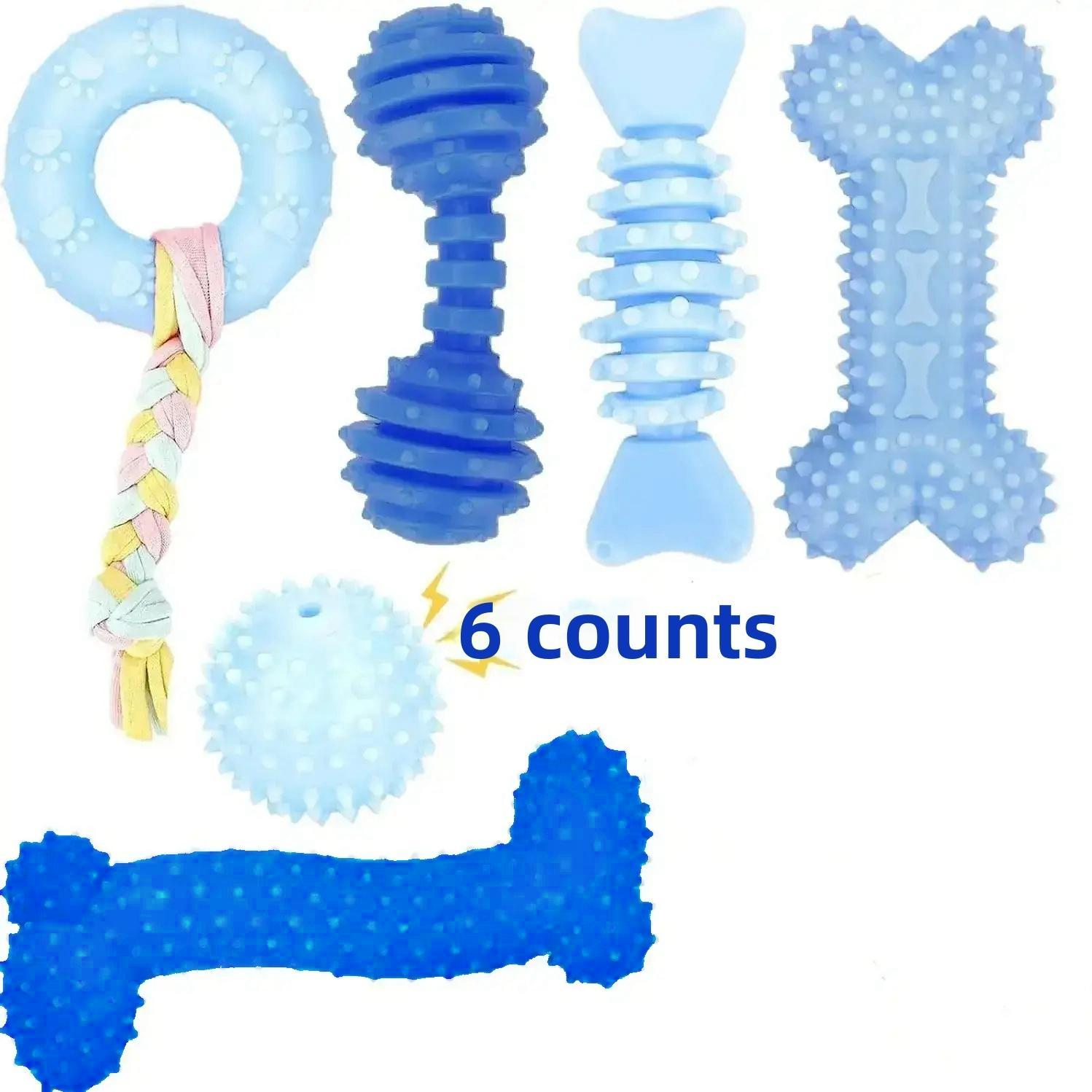 Durable Pet Chew Toy Set, 6 Counts/set Mixed Style Dog Teeth Cleaning Toy