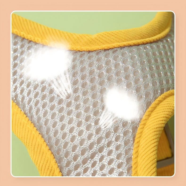 Floral Flower Embroidery Pet Harness Set | Adjustable No-Pull Cat Dog Walking Rope