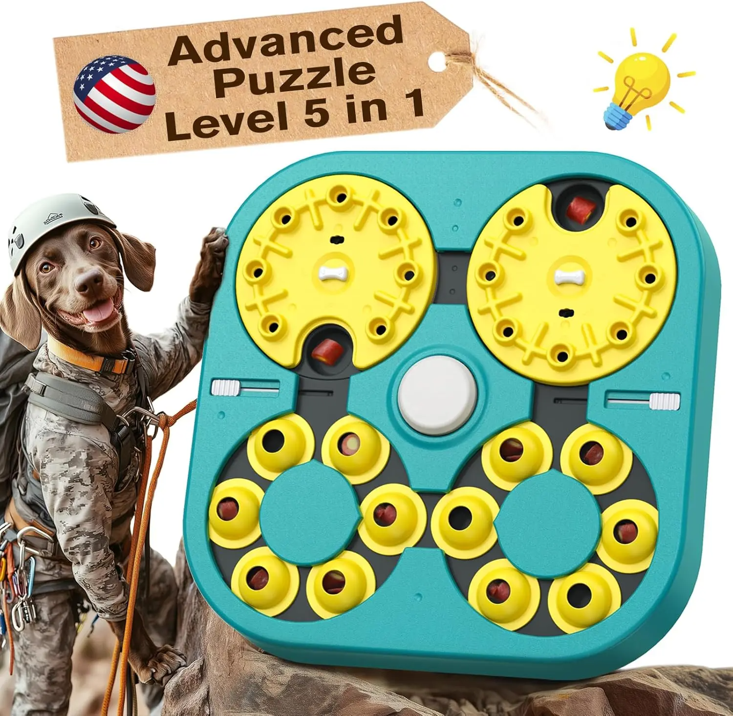 5 Levels of Step-by-Step Challenge - 6 Ways to Play - Extra-Large Size Beginner to Expert Dog Puzzle Toy for Smart Dogs