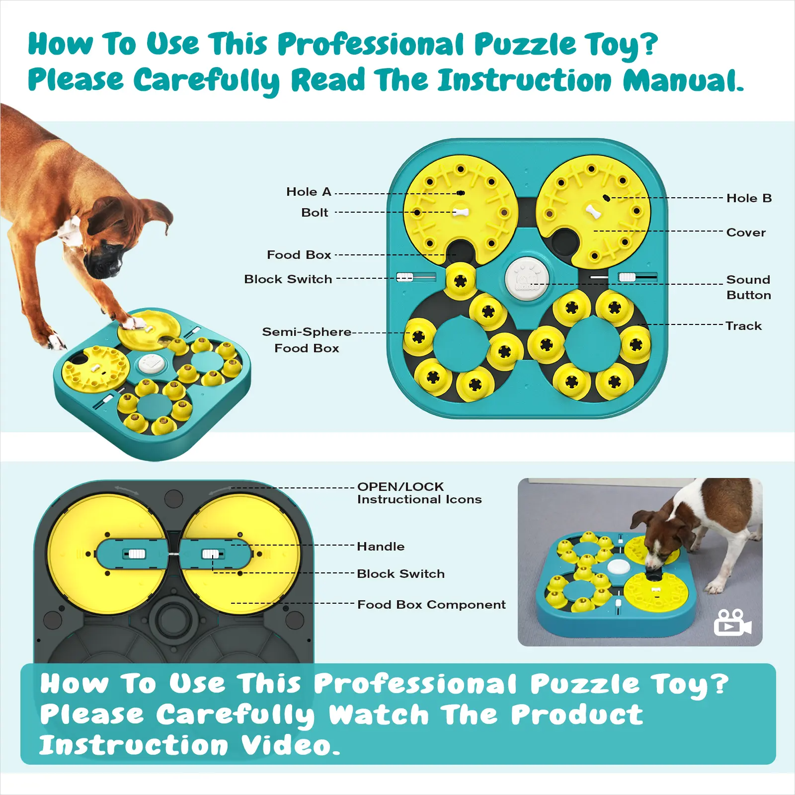 5 Levels of Step-by-Step Challenge - 6 Ways to Play - Extra-Large Size Beginner to Expert Dog Puzzle Toy for Smart Dogs
