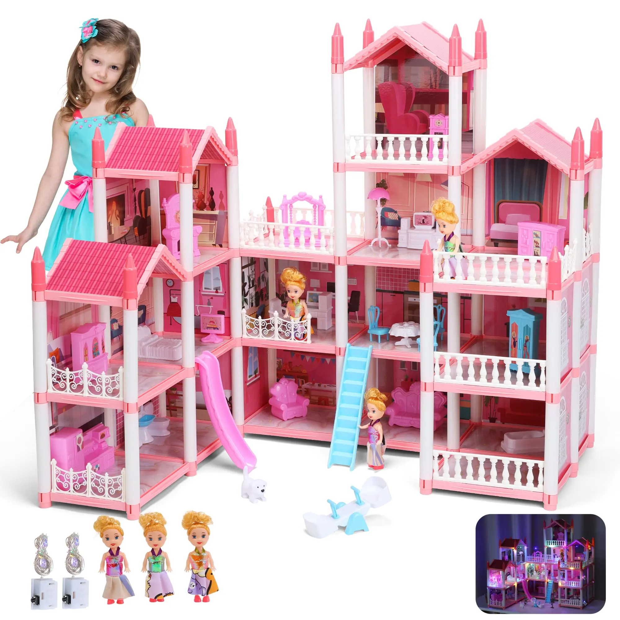 16-Room Extra-Large Party-Themed Dollhouse