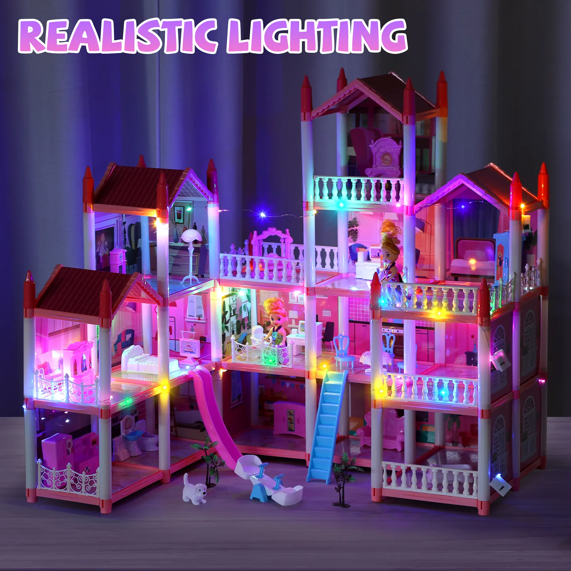 16-Room Extra-Large Party-Themed Dollhouse