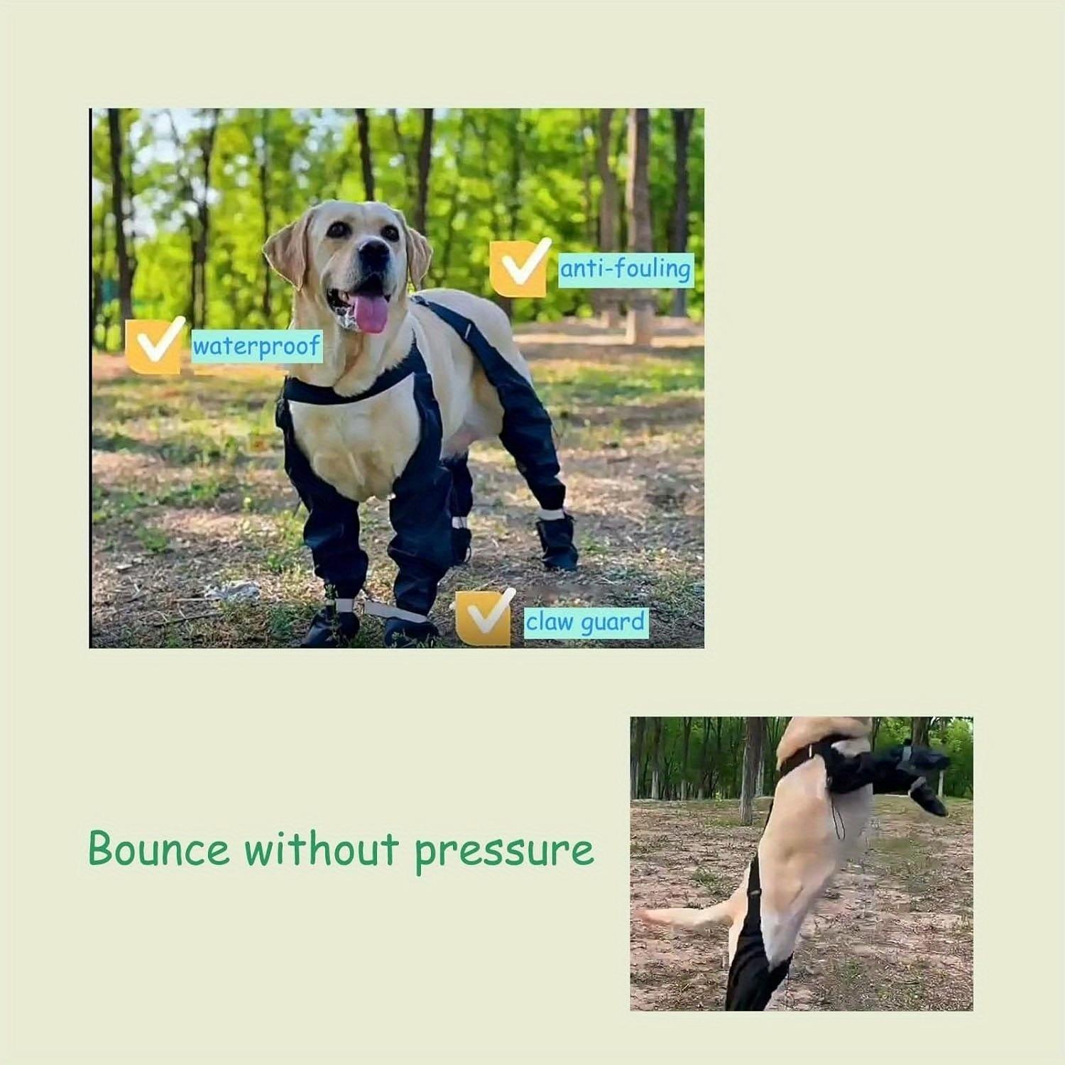 Waterproof & Anti-Slip Dog Suspender Boots with Adjustable Straps & Buckles - Winter Warmth, Snow & Ice Protection, Secure Fit for Safe Winter Adventures, Cold Weather Protection, Snug Fit Design, Weatherresistant Material, Sturdy Construction