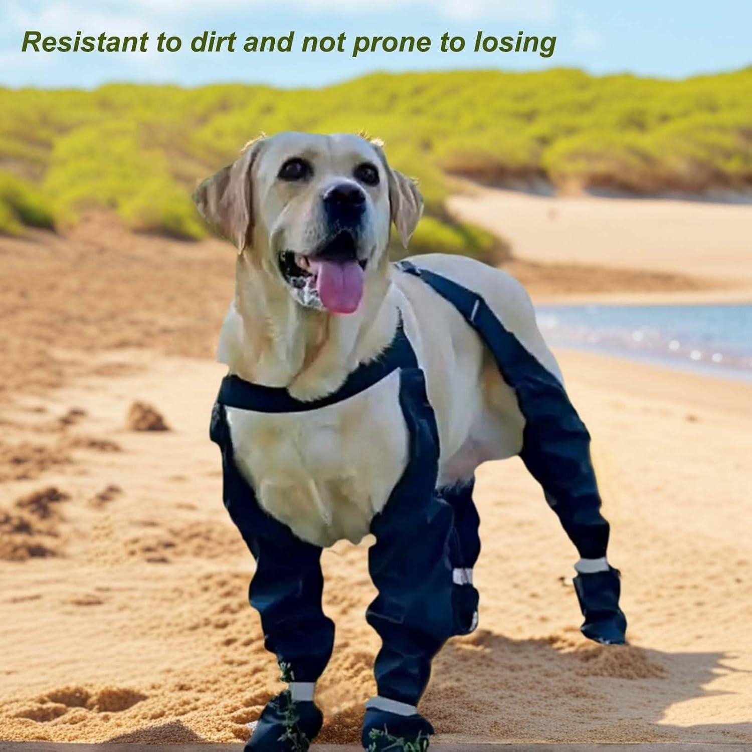 Waterproof & Anti-Slip Dog Suspender Boots with Adjustable Straps & Buckles - Winter Warmth, Snow & Ice Protection, Secure Fit for Safe Winter Adventures, Cold Weather Protection, Snug Fit Design, Weatherresistant Material, Sturdy Construction