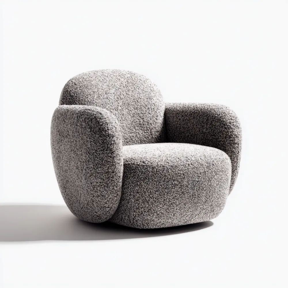 Poltrona in tessuto bouclé 85x90x75 cm - Grigio Chiaro - Design Moderno