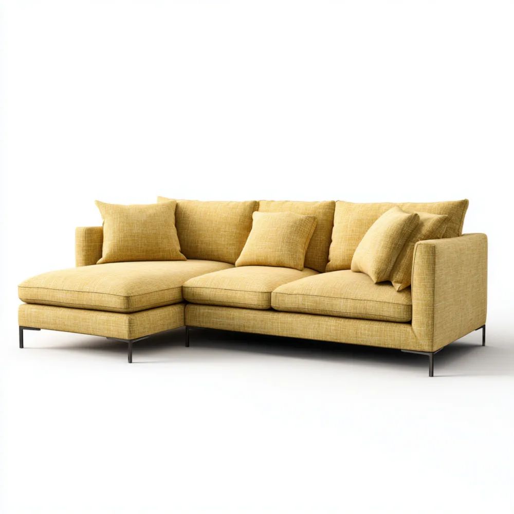 Divano angolare 250x150x85 cm in tessuto - Giallo - Design moderno