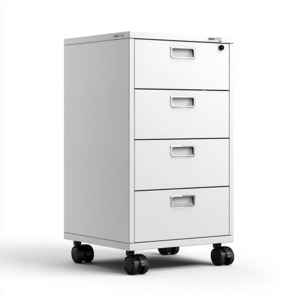 Cassettiera archivio metallo 4 cassetti 30x40x60 cm - Bianco - Compatta e mobile